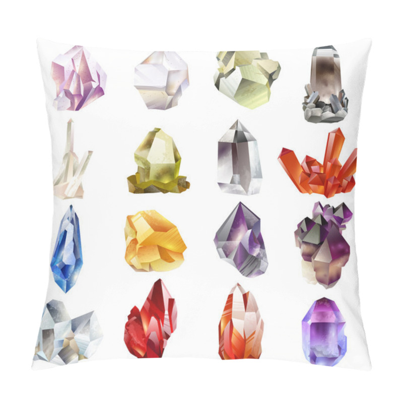 Personality  Crystals And Stones Isolated Vector Set Pillow Covers
