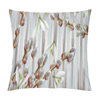 Personality  Snowdrop Flowers And Buds Vector Background. Beautiful Spring Revival Cards Pillow Covers