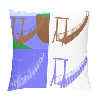 Personality  Suspension Bridge In Perspective View Vector Pillow Covers