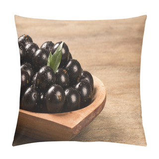 Personality  Berry Jaboticaba In Bowl On Wooden Table Pillow Covers
