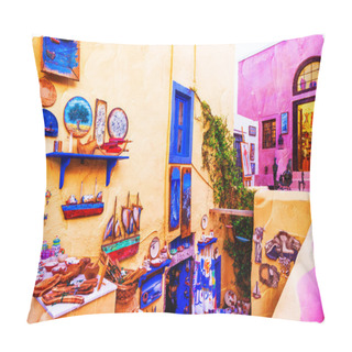 Personality  Colorful Streets Of Santorini, Artistic Picture Pillow Covers
