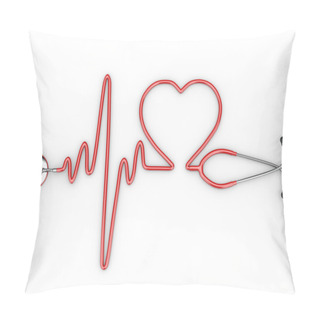 Personality  Stethoscope And A Silhouette Of The Heart And ECG Pillow Covers