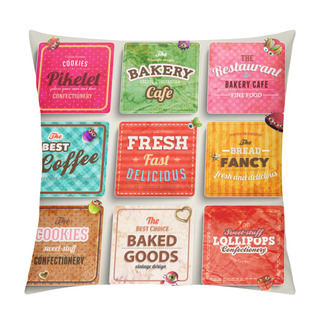 Personality  Set Of Retro Bakery Labels, Ribbons Pillow Covers
