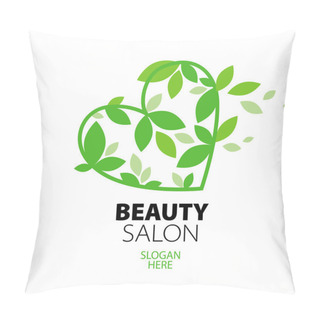 Personality  Logo Heart Of Green Leaves To The Beauty Salon Pillow Covers