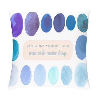Personality  Indigo Watercolor Dots. Graphic Acrylic Blots On Paper. Ink Circles Background. Grunge Blue Watercolor Dots. Isolated Pillow Covers