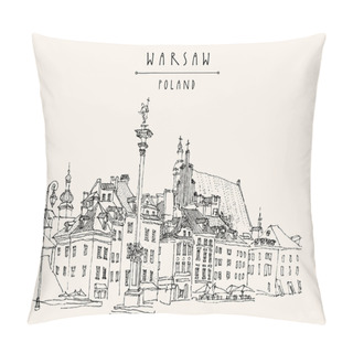 Personality  Castle Square In Warsaw Postcard Pillow Covers