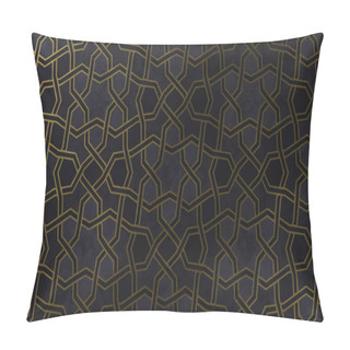 Personality  Background Design Based On Traditional Oriental Graphic Motifs. Islamic Decorative Pattern With Golden Artistic Texture. Arabian Ethnic Mosaic With Interlacing Lines And Geometric Tiled Ornaments. Pillow Covers