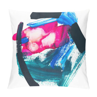 Personality  Abstract Painting With Bright Colorful Paint Strokes On White  Pillow Covers