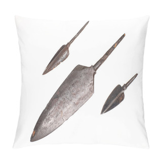 Personality  Three Ancient Arrowheads On A White Background Pillow Covers