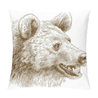 Personality  Engraving  Illustration Of Bear Head Pillow Covers