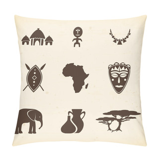 Personality  African Icon Set Vector Pillow Covers