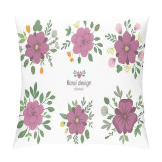 Personality  Set Of Vector Floral Round Decorative Elements. Flat Trendy Illustration Pillow Covers