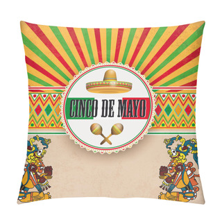 Personality  Cover Retro Sun Cinco De Mayo Ornaments Emblem Maya Gods Pillow Covers
