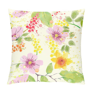 Personality  Watercolor Flower Seamless Pillow Covers