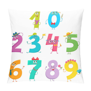 Personality  Set Of Cute And Funny Colorful Number Characters Pillow Covers