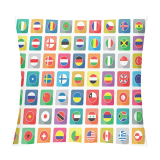 Personality  Large Set Of Colourful Flat World Flag Icons Pillow Covers