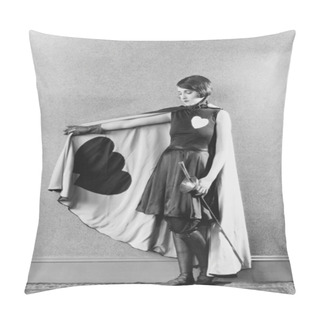 Personality  Female Sword Fighter Wearing Cape With Hearts Pillow Covers