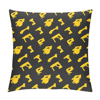 Personality  Seamless Pattern Yellow Power Tools On Dark Background Pillow Covers