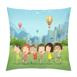Personality  Children Playing In The Park Pillow Covers