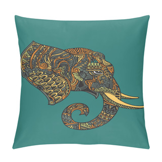 Personality  Vector Illustration Of A Tribal Totem Animal - Elephant - In Gra Pillow Covers