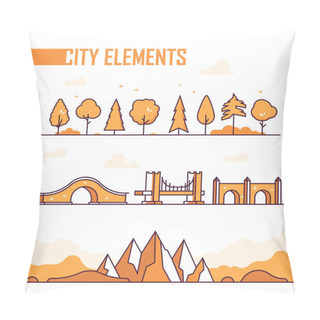 Personality  Set Of City Elements - Modern Vector Isolated Objects Pillow Covers