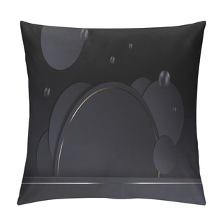 Personality  Abstract Geometric Dark Composition With A Round Frame With A Gold Rim Pillow Covers