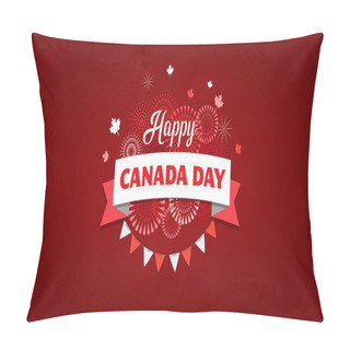 Personality  Happy Canada Day, Background, Banner With Fireworks And Maple Leaves Pillow Covers
