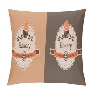 Personality  Set Of Brown Bakery Labels With Cupcakes Pillow Covers