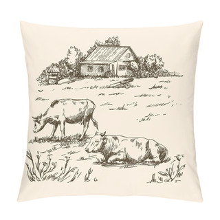 Personality  Village Houses And Farmland Pillow Covers