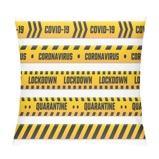 Personality  Quarantine Stripes, Yellow Tape For Border. Warning Cordon For Covid 19 Outbreak, Coronavirus Illness Pillow Covers