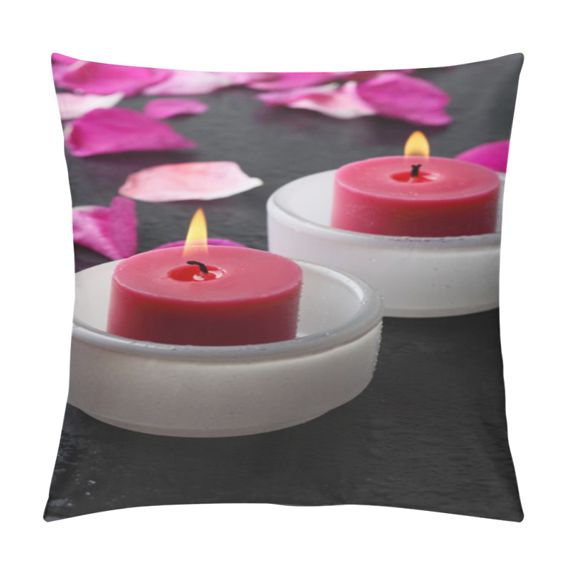 Personality  Candle and flower petal decoration. pillow covers