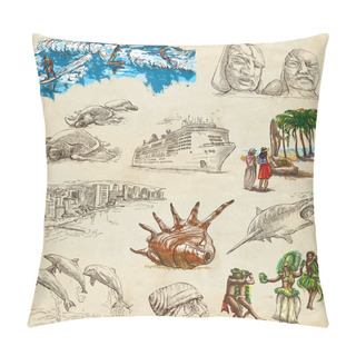 Personality  Hawaii - Full Sized Hand Drawn Illustrations On Paper Pillow Covers