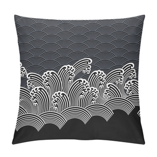Personality  Ornament Design Of The Wave Japanese Style In Seamlessness,It Is Japanese Classic Pattern, Pillow Covers