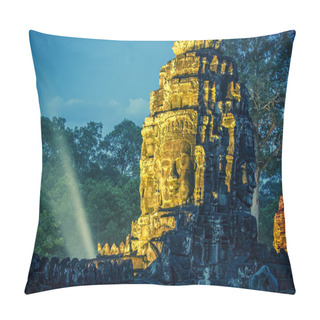 Personality  Bayon Stone Faces Pillow Covers
