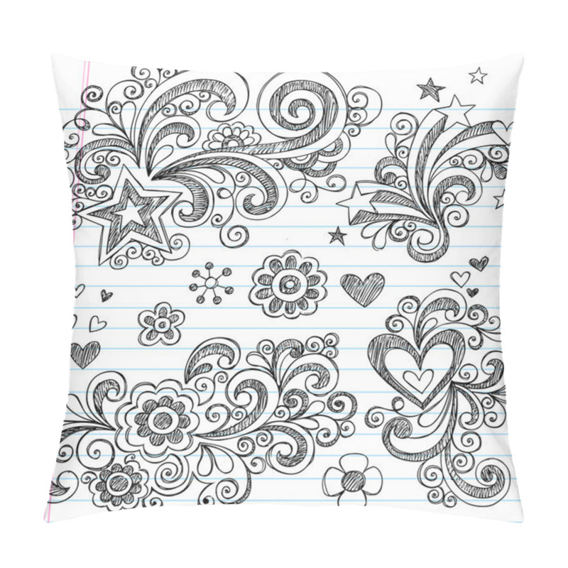 Personality  Sketchy Back to School Notebook Doodles pillow covers
