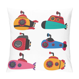Personality  Submarine Vector Collection Design, Boat Vector Collection Design Pillow Covers