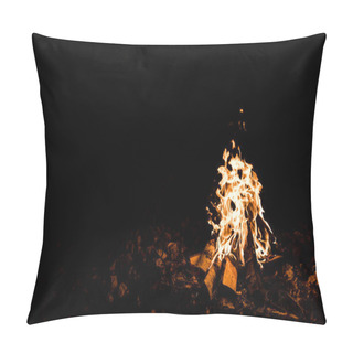 Personality  Flame And Logs In Camp Fire In Darkness In The Night  Pillow Covers
