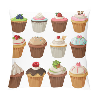 Personality  Set Of Delicious Cupcakes. Pillow Covers