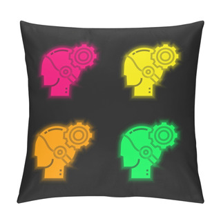 Personality  AI Four Color Glowing Neon Vector Icon Pillow Covers