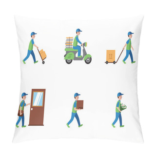 Personality  Delivery, Courier, Logistics Flat Style Pillow Covers