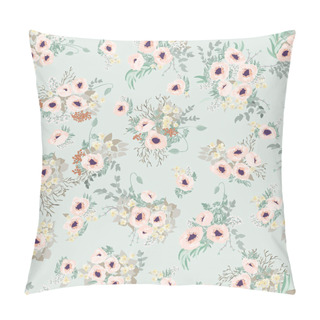 Personality  Seamless Border In Small Pretty Flowers. Poppy Bouquets. Liberty Style Millefleurs. Floral Background For Textile, Wallpaper, Pattern Fills, Covers, Surface, Print, Wrap, Scrapbooking, Decoupage. Pillow Covers