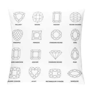 Personality  Low Poly Popular Black Outlined Gems Cuts Pillow Covers