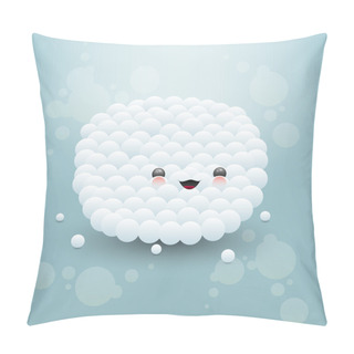 Personality  Cute Face Made Of White Bubbles. Vector Illustration. Pillow Covers