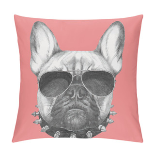 Personality  French Bulldog With Collar And Sunglasses Pillow Covers
