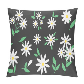 Personality  Vector Floral Set. Cute Illustrations Of Daisies Pillow Covers