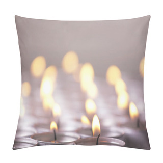 Personality  Closeup View Of Many Burning Candles Pillow Covers