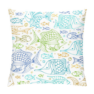 Personality  Seamless Colourful Doodles Fish Pattern Pillow Covers