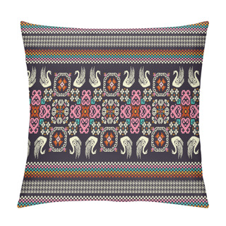 Personality  Beautiful Geometric Ethnic Oriental Pattern Traditional On Blue Background.Aztec Style,abstract,vector,illustration.design For Texture,fabric,clothing,wrapping,decoration,carpet,print.craft Products. Pillow Covers