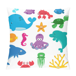 Personality  Vector Set Of Cute Sea Creatures Pillow Covers