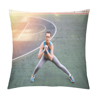 Personality  Woman Exercising On Stadium  Pillow Covers